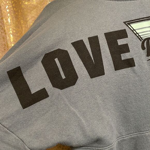 PINK Victoria’s Secret blue/gray pullover sweater, size XS, shoulder logos - Picture 5 of 8